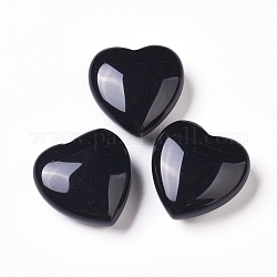 Natural Obsidian Heart Love Stone, Pocket Palm Stone for Reiki Balancing, 29~30.5x30x13.5~14mm