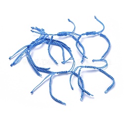 Плетеные шнур нейлона для поделок браслет материалы, Небесно-голубой, 145~155x5x2 мм, отверстие : 2~4 мм