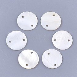 Connecteurs de liaison de coquille d'eau douce, plat rond, blanc crème, 20x2mm, Trou: 1.8mm