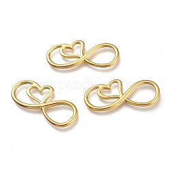 304 Stainless Steel Links, Infinity with Heart, Golden, 18x40x2mm, Hole: 4~12.5x15~15.5mm