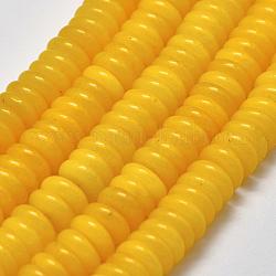 Натуральный желтый нефрит heishi бисер пряди, Диск / плоские круглые, окрашенные, оранжевые, 6x2~3 мм, Отверстие : 1 мм, около 155 шт / нитка, 14.96 дюйм
