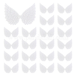 AHANDMAKER 50 Pcs Glitter Angel Wing Applique Patches, White Sew On Patches Wing Shape Embossed Applique Mini Angel Wing Accessories for Sewing Prom Dress Clothes Jeans Pants Shoes Decor Props