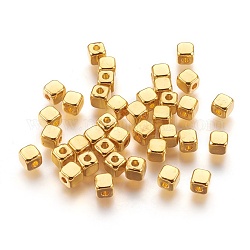Séparateurs perles en alliage de style tibétain, sans plomb et sans cadmium, cube, or, longueur d'environ 4 mm ,  largeur de 4 mm, épaisseur de 4mm, Trou: 1.5mm