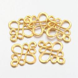 Tibetan Style Links connectors, Cadmium Free & Lead Free , Chinese knot, Golden, 22x18.5x1mm, Hole: 2.5x3mm