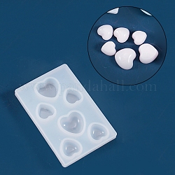 Moldes de silicona, moldes de resina, para resina uv, fabricación de joyas de resina epoxi, corazón, blanco, 64x43x7mm, tamaño interno: 11~15x10~16 mm