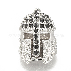 Perles de zircone cubique micro pave en Laiton, barre, noir, platine, 14x10x10.5mm, Trou: 1.5mm