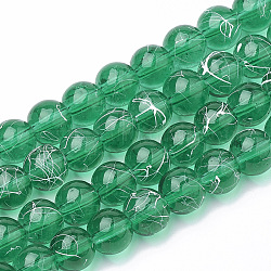Drawbench Transparent Glass Beads Strands, Spray Painted, Round, Green, 16mm, Hole: 1.3~1.6mm, 31.4 inch