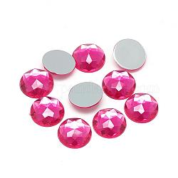 Acrylic Rhinestone Flat Back Cabochons, Faceted, Bottom Silver Plated, Half Round/Dome, Camellia, 25x5.5mm