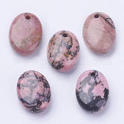 Ciondoli Rhodonite naturale, ovale, 18x13x6~7mm, Foro: 2 mm