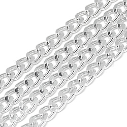 Unwelded Aluminum Curb Chains, Silver, 7x5x1.4mm