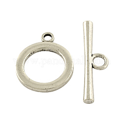 Tibetan Style Alloy Ring Toggle Clasps, Lead Free & Cadmium Free, Antique Silver, Ring:25.5x21x2mm, hole: 2.5mm, Bar: 35x9x3mm, hole: 4mm, about 225sets/1000g