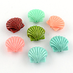 Gefärbt synthetical Korall, Schale, Mischfarbe, 14~15x16x8 mm, Bohrung: 1.5 mm