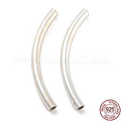 925 Sterling Silver Tube Beads, Curved Tube, Silver, 26x6x2mm, Hole: 1.4mm