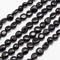 Natürliche schwarze Turmalin Perlenstränge, getrommelt Stein, Nuggets, 3~14x3~14 mm, Bohrung: 1 mm, etwa 15.35 Zoll