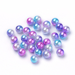 Perles acrylique imitation arc-en-ciel, perles de sirène gradient, sans trou, ronde, moyen orchidée, 10 mm, environ 1000 pcs / 500 g