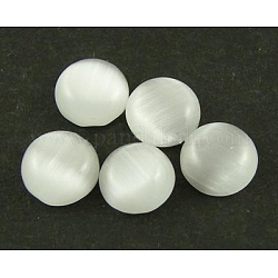 Katzenauge Glas Cabochons, halbrund / Dome, weiß, ca. 12 mm Durchmesser, 3 mm dick