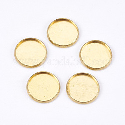 Brass Plain Edge Bezel Cups, Cabochon Settings, Lead Free and Cadmium Free and Nickel Free, DIY Material for Hair Accessories, Flat Round, Unplated, 18mm, Tray: 16mm