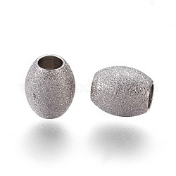 Perles texturées en 304 acier inoxydable, ovale, couleur inoxydable, 7x6mm, Trou: 3mm
