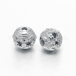 Zinc Alloy Round Beads, Lead Free & Nickel Free, Real Platinum Plated, 8mm, Hole: 1.5mm