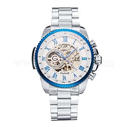 Tête de montre en alliage montres mécaniques, avec bracelet en acier inoxydable, bleu et acier inoxydable Couleur, 220x20 mm, cadran montre: 51x52x14.5 mm, boitier montre: 39 mm