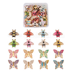 Подвески из прозрачного акрила pandahall, с гальваническим дном, бабочка / пчелы, разноцветные, 34x39x5.5 мм, отверстие : 1.2 мм, 8 цветов, 4 шт / цвет, 64 шт / коробка