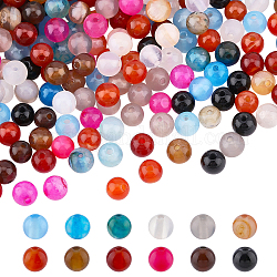 Nbeads 300шт 10 цвета натуральный агат бусины нитки, окрашенные, круглые, разноцветные, 4 мм, отверстие : 0.5 мм, 30 шт / цвет