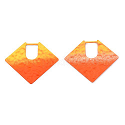 Colgantes de hierro pintado en spray, en forma de diamante, naranja oscuro, 40x46.5x2mm, agujero: 10.5x14.5 mm