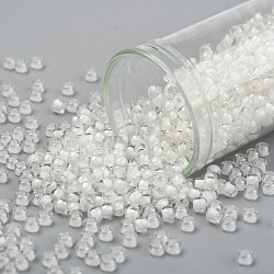 Toho perles de rocaille rondes, Perles de rocaille japonais, (981) couleur intérieure cristal / neige doublée, 8/0, 3mm, Trou: 1mm, environ 10000 pcs / livre