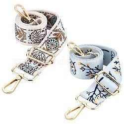 PandaHall Elite 2Pcs 2 Colors Polyester Adjustable Folk Custom Bag Strap, with Zinc Alloy Clasps, for Bag Replacement Accessories, Mixed Color, 71.5~129x3.8x0.1~0.2cm