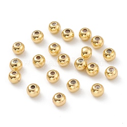Perles en laiton, avec caoutchouc à l'intérieur, perles de curseur, perles de bouchage, Plaqué longue durée, ronde, véritable 18k plaqué or, 4x3mm, Trou: 1mm