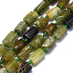 Natürlichen grünen Granat Perlen Stränge, Nuggets, 6~12x6~7 mm, Bohrung: 0.8 mm, ca. 26~35 Stk. / Strang, 15.55''~16.14'' (39.5~41 cm)