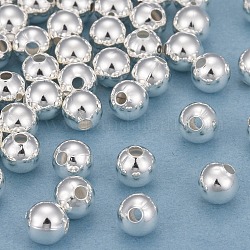 Spacer бисер латунные, долговечный, круглые, 925 серебро покрытием, 5 мм, отверстие : 1.4 мм