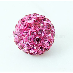 Pave bolas de discoteca, Abalorios de Diamante de imitación de arcilla polímero, Grado A, redondo, rosa, pp12 (1.8~1.9 mm), 8mm, agujero: 2 mm