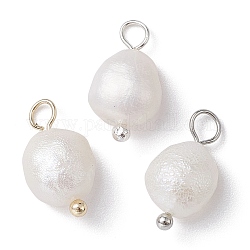 3 breloques en forme de pomme de terre en perles naturelles de 3 couleurs., avec des boucles de cuivre, couleur mixte, 13~15x6~8x6mm, Trou: 2.8mm, 1 pc / couleur