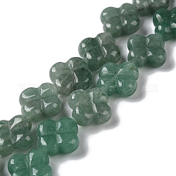Natural Green Aventurine Beads Strands, Flower, 13~14x13~14x5~5.5mm, Hole: 1.2mm, about 15pcs/strand, 7.95''(20.2cm)