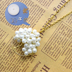 DIY Necklace Kits, White Pearl Tree of Life Pendant Necklace, Mixed Color, 17.7 inch(45cm)