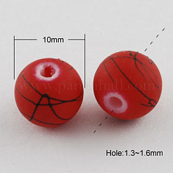 Drawbench Glass Bead Strands, Rubberized Style, Round, Brown, 10mm, Hole: 1.3~1.6mm, 31.4inch