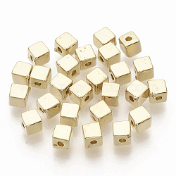 Ccb perline di plastica, cubo, oro, 4x4x4mm, Foro: 1.4 mm, circa 6900pcs/500g
