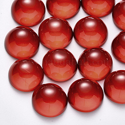 Transparent Spray Painted Glass Cabochons, Half Round/Dome, Red, 16x8mm