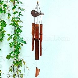 Bamboo Tube Wind Chimes, Pendant Decorations, Chocolate, 750x100mm