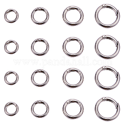 PandaHall 1 Box Zinc Alloy Key Clasp Findings Platinum Spring Gate Rings Metal Clasp Findings for Jewelry Making 7.4x7.2x1.7cm