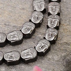 Electroplated Buddha Non-magnetic Synthetic Hematite Bead Strands, Black Plated, 8x7x4mm, Hole: 1mm, about 49pcs/strand, 15.9 inch