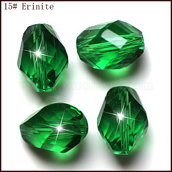 Имитация австрийских кристаллов, класс AAA, граненые, двухконусные, зелёные, 10x13 мм, отверстие : 0.9~1 мм