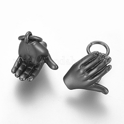 Brass ASL Charms, Long-lasting Plated, Gesture, Matte Gunmetal, 10x11.5x9mm, Hole: 3.5mm