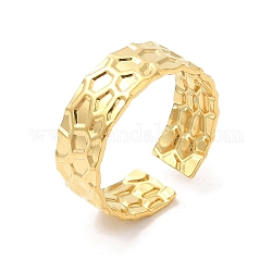 Revestimiento de iones (ip) 304 brazalete de acero inoxidable anillos de dedo de banda ancha, anillos abiertos de textura para mujer, real 18k chapado en oro, diámetro interior: 18 mm