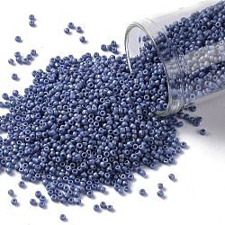 Cuentas de semillas redondas toho, Abalorios de la semilla japonés, (2636f) arco iris semi vidriado azul suave, 15/0, 1.5mm, agujero: 0.7 mm, aproximamente 15000 unidades / 50 g