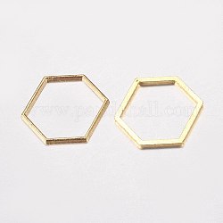 Legierung Verknüpfung rings, Hexagon, golden, 18x20x1 mm