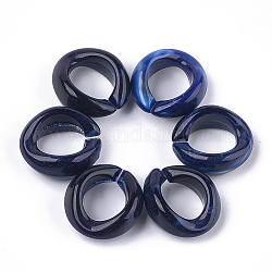 Anneaux liant acrylique, connecteurs à liaison rapide, pour la fabrication de chaînes de bijoux, style de pierres fines imitation, anneau, bleu foncé, 19.5x18x8mm, Trou: 11.5x10.5mm