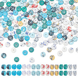 Nbeads 160pcs 8 Farben synthetische türkisfarbene Perlenstränge, gefärbt, heishi Perlen, Flache Runde / Scheibe, Mischfarbe, 4x1~2 mm, Bohrung: 0.7 mm, 20 Stk. je Farbe