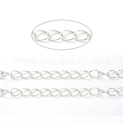 Iron Twisted Chains, Unwelded, Oval, Silver, 13x9x1.5mm, about 6.56 feet(2m)/strand